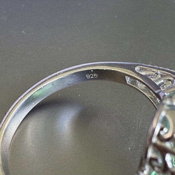 Sterling Silver 925 Oval Cut Spinel Ring With Intricate Accents Size 10 - Picture 5 of 6